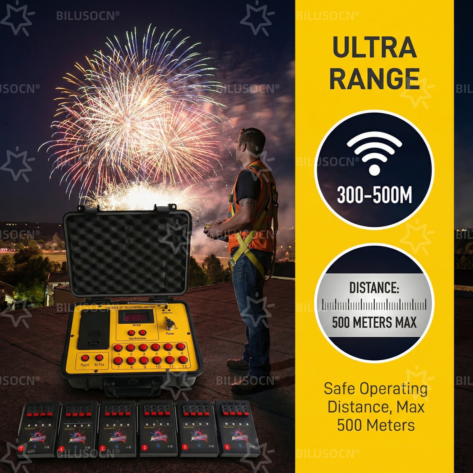 36 Cues Fireworks Firing System Wireless Remote Pyrotechnic Kit with Carry Case