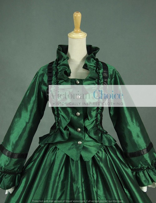 Victorian Civil War Taffeta Ball Gown Day Dress Reenactment Theater Costume 170