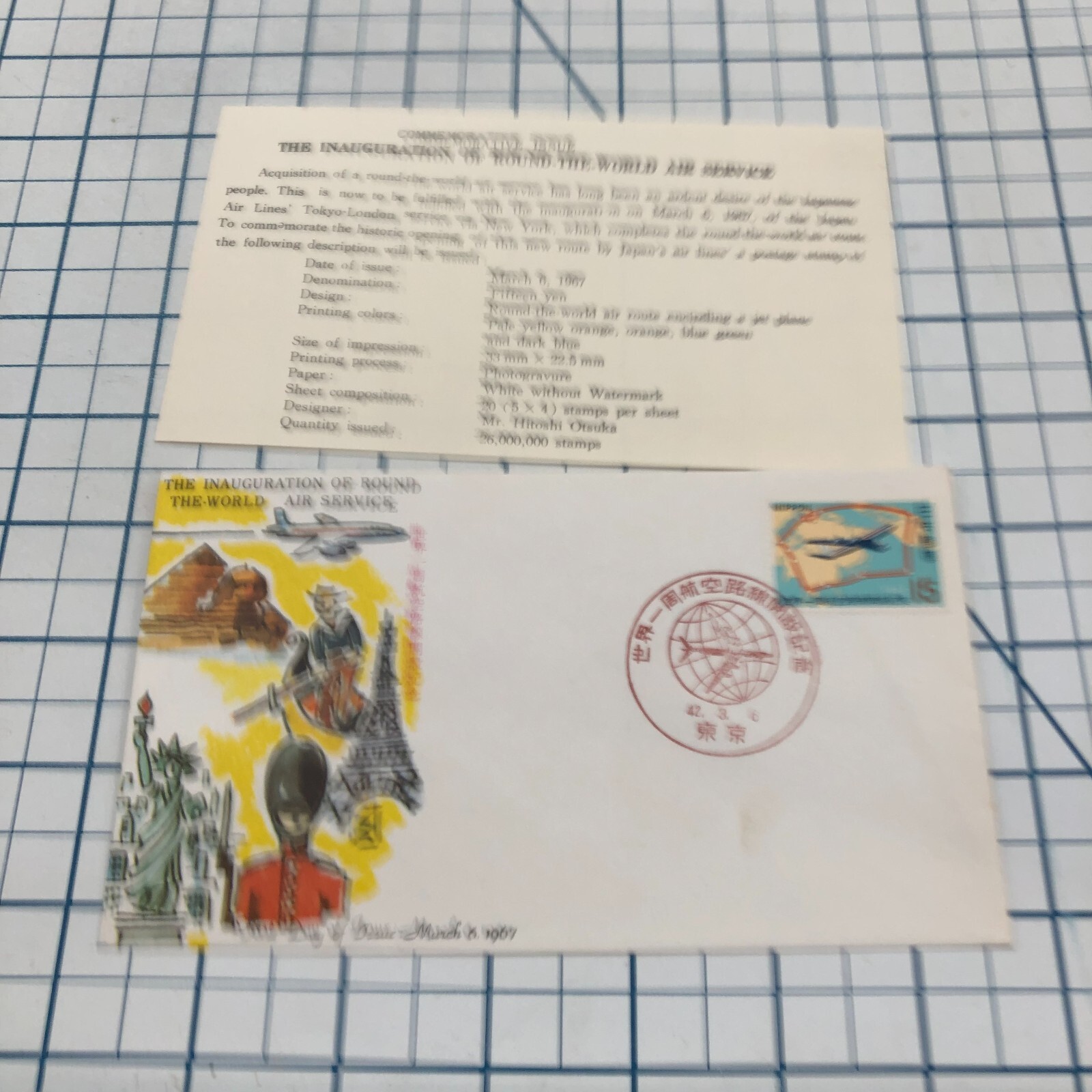 Vintage FDC Cover Cachet Postage Stamp Envelope 1967 JAPAN AIR LINES AVAITION