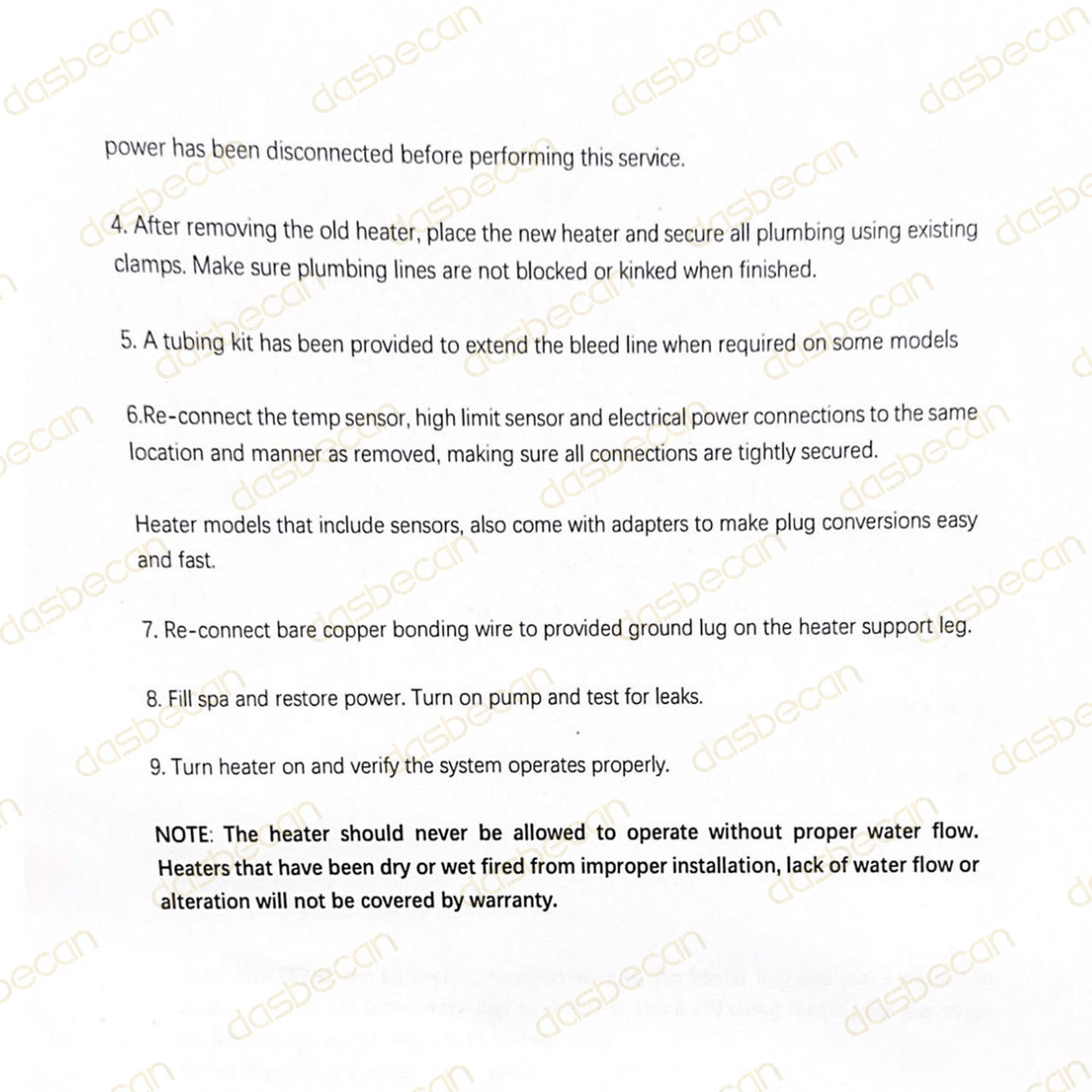 No-Fault Spa Heater For Hot Spring Watkins Tiger River Limelight 6kW 120V-240V