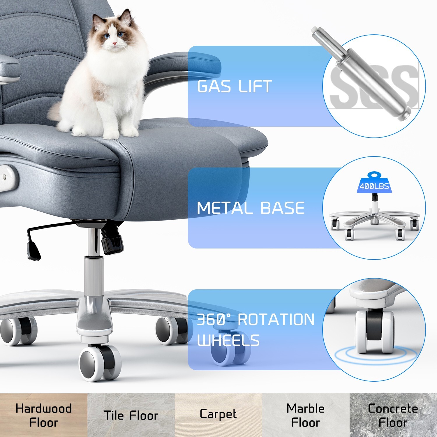 Big Tall Executive Office Chair Ergonomic Leather Computer Desk Chair Heavy Duty