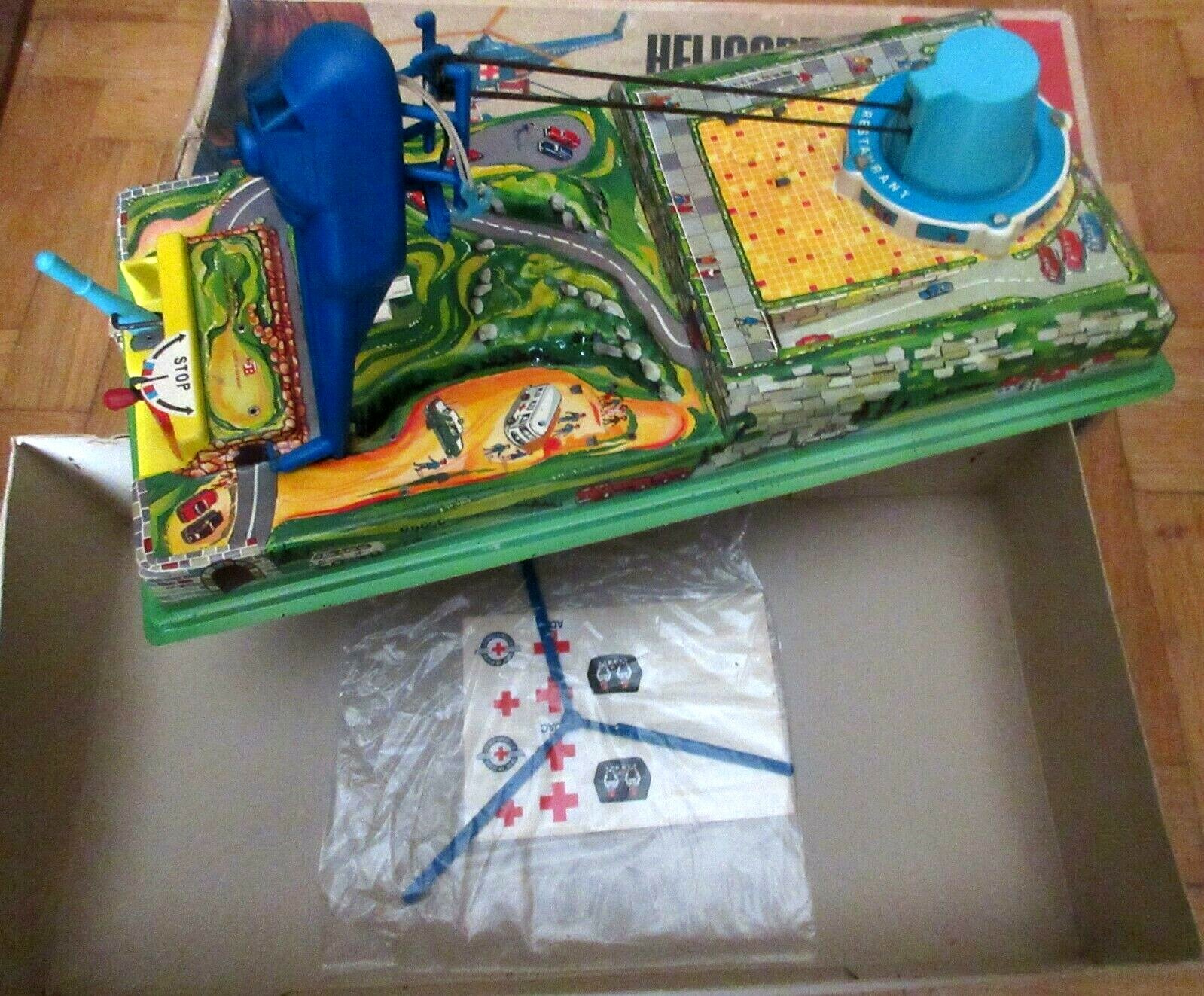 VINTAGE RARE BILLER TINPLATE 1299 RESCUE HELICOPTER REMOTE CONTROL BOXED