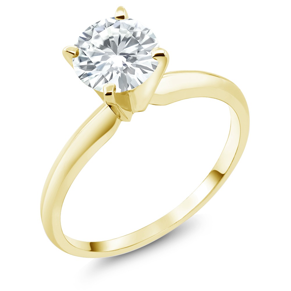 14K Yellow Gold Moissanite Solitaire Engagement Ring For Women (0.80 Cttw,