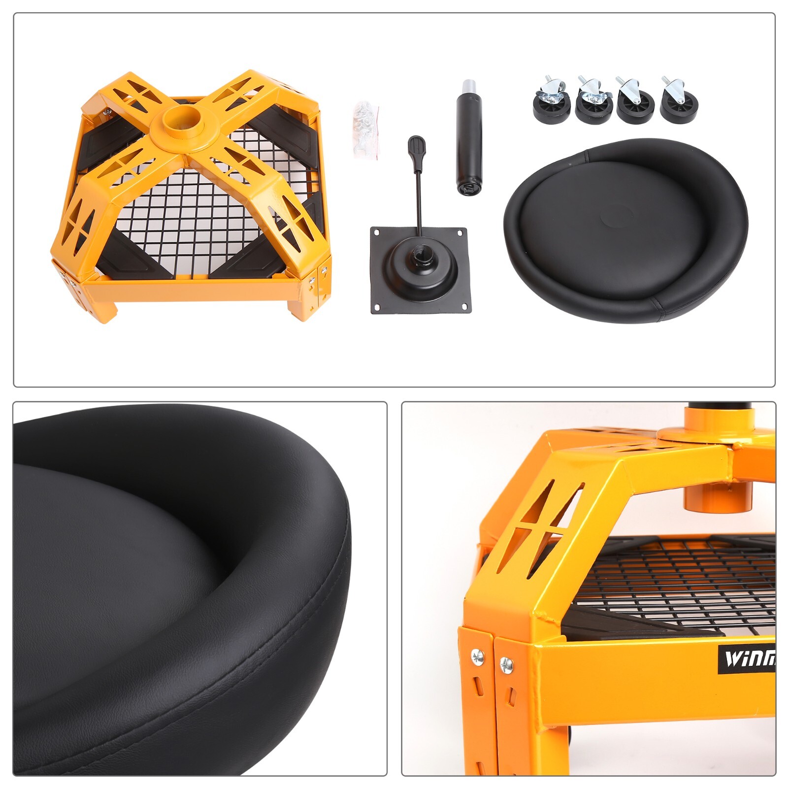 Adjustable height Padded Swiveling seat Garage Mechanics Roller Seat Stool Chair