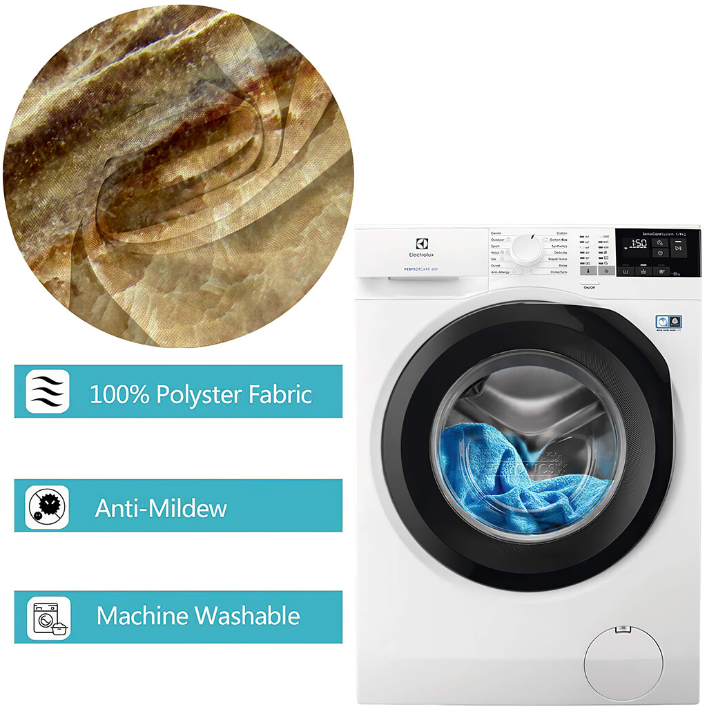 Marble Fitted Tablecloth Round, Edge Elastic Waterproof Polyester Table Covers