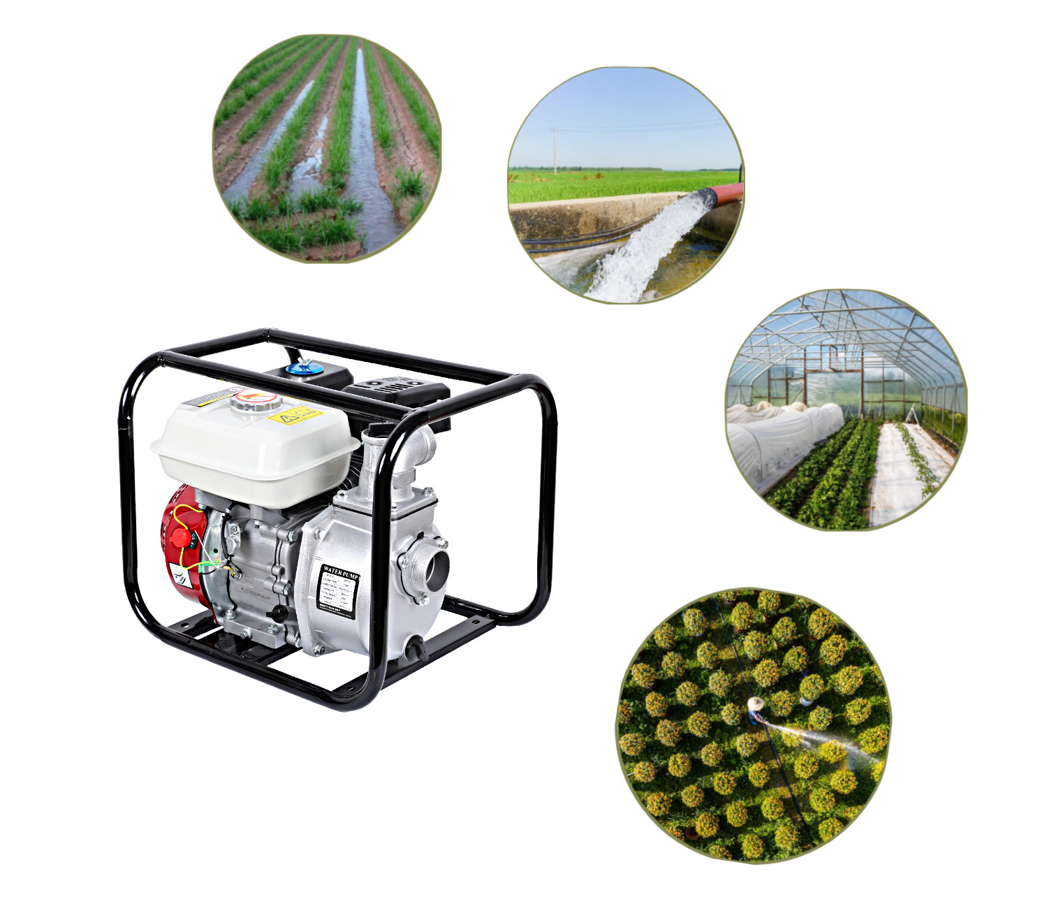 6.5HP 4 Stroke Gasoline Engine Water Pump 2 in Gas-Powered Semi-Trash Water Pump