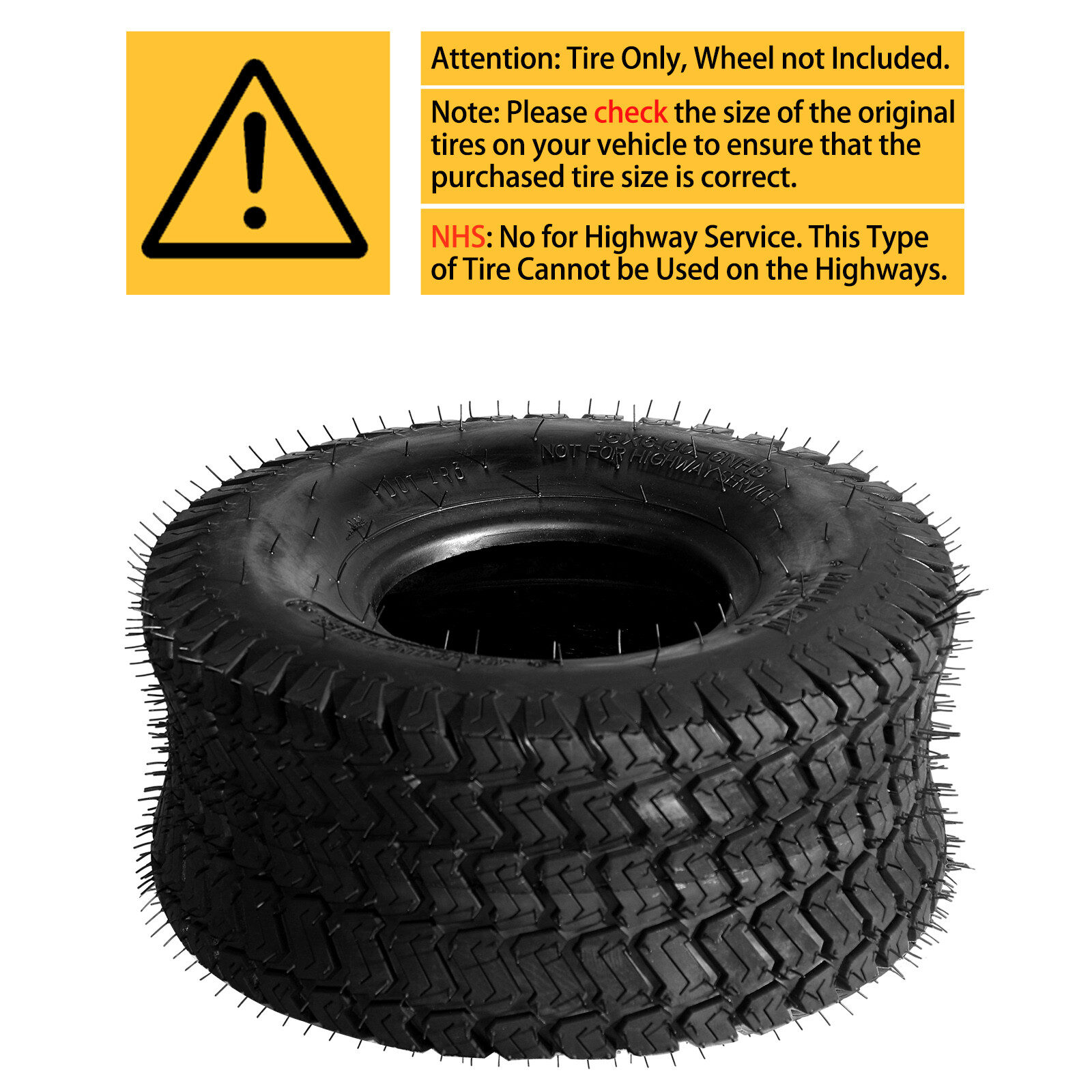 Two 15x6.00-6 Turf Tires Lawn Mower Tractor 4 Ply Rated 15x6-6 Tubeless 570Lbs