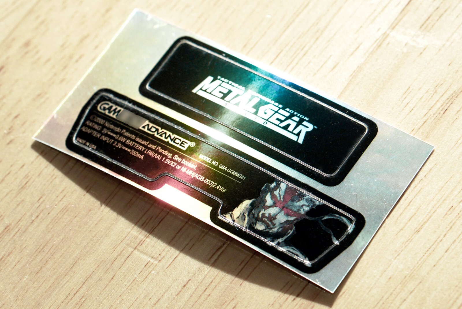Gameboy Advance GBA MGS Holographic Back Sticker Set