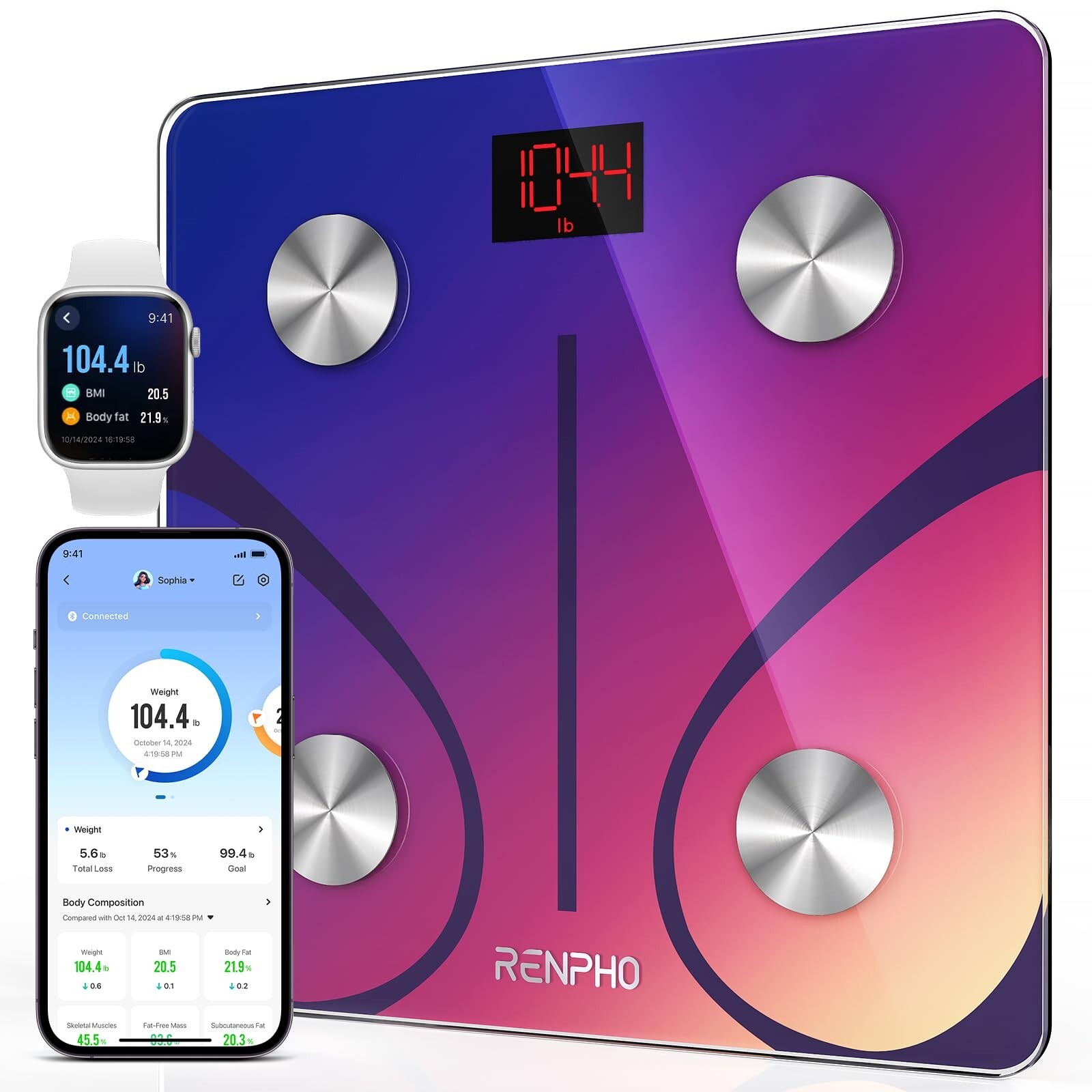 RENPHO Bluetooth Scale for Body Weight Digital Bathroom Scale BMI Body Fat Scale