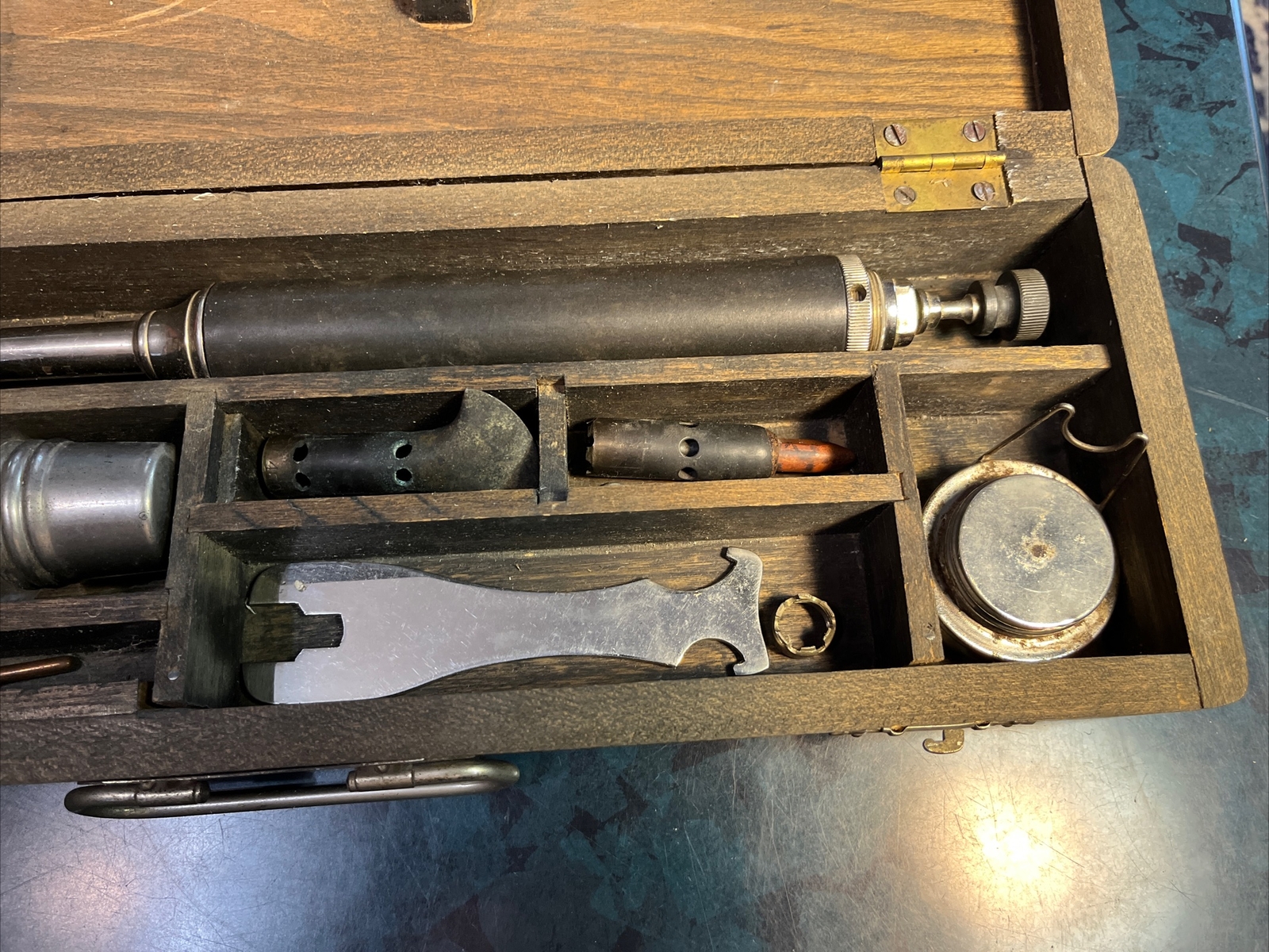 Antique 1800’s Physicians Haussmann & Dunn Surgical Instruments Wood Box 17” X 5