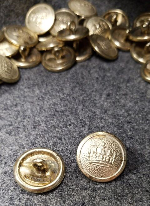 WWI German Button 1910 in Brass, 20MM buttons by the each