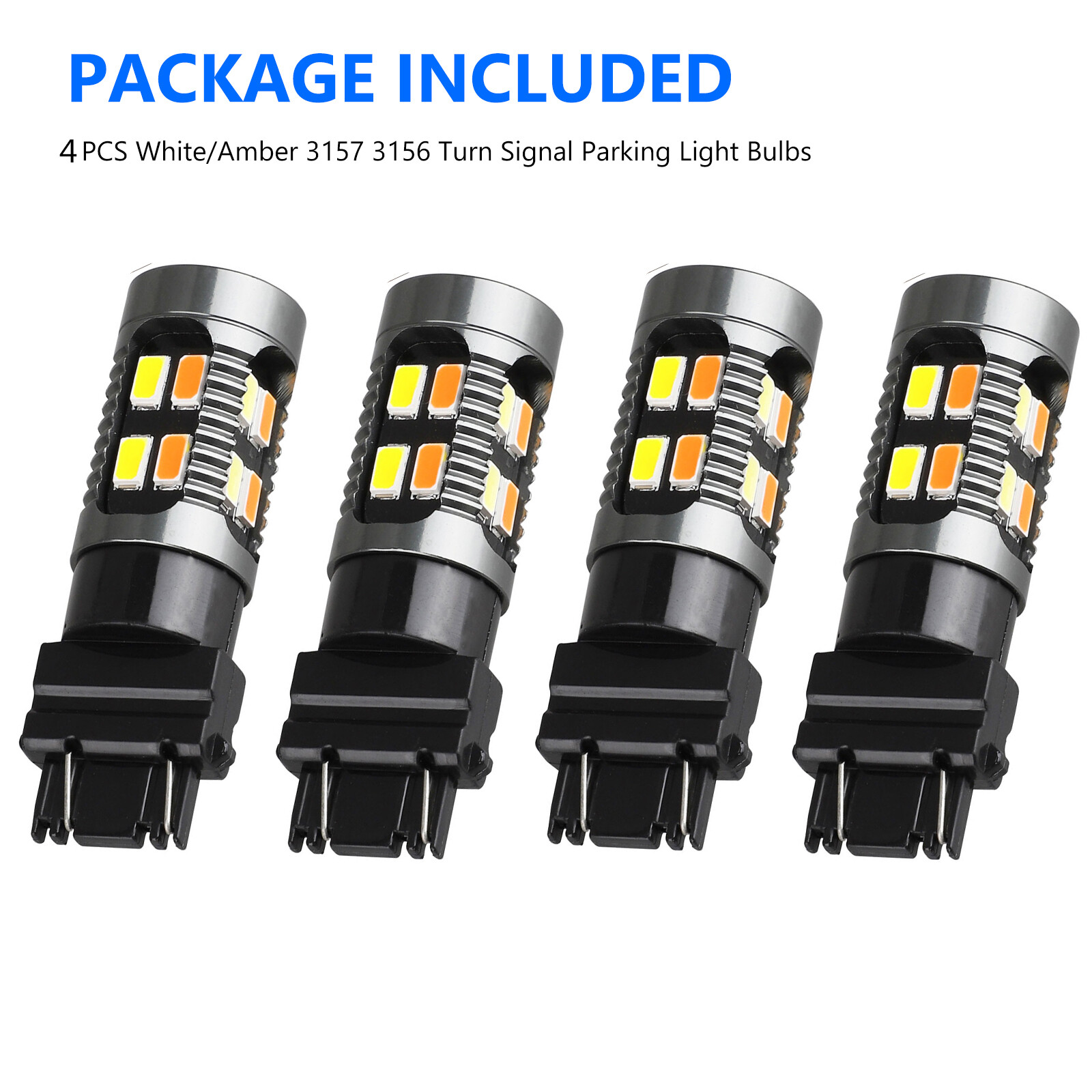 4X 3157 3156 LED DRL Switchback Turn Signal Light Bulbs 4157na 3457a White Amber