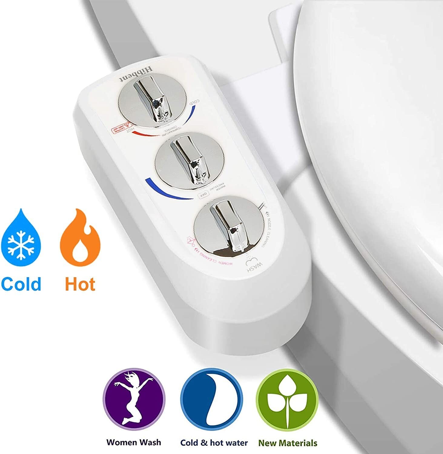 Toilet Seat Bidet Self Cleaning Dual Nozzle,Hot or Cold Water Spray Non-Electric