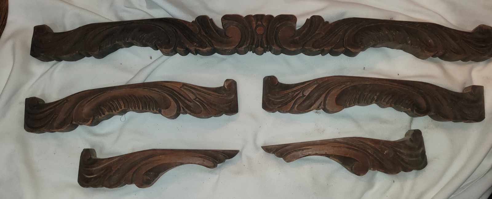 Antique 19th Century Hand Carved Architectural Scrollwork, Salvaged Sofa Apron