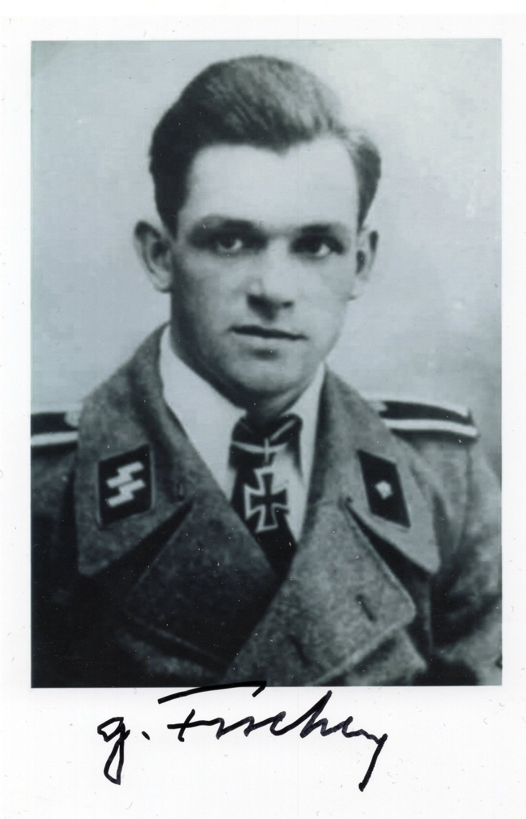 GERHARD FISCHER - Knight's Cross winner / Elite - rare signed photo