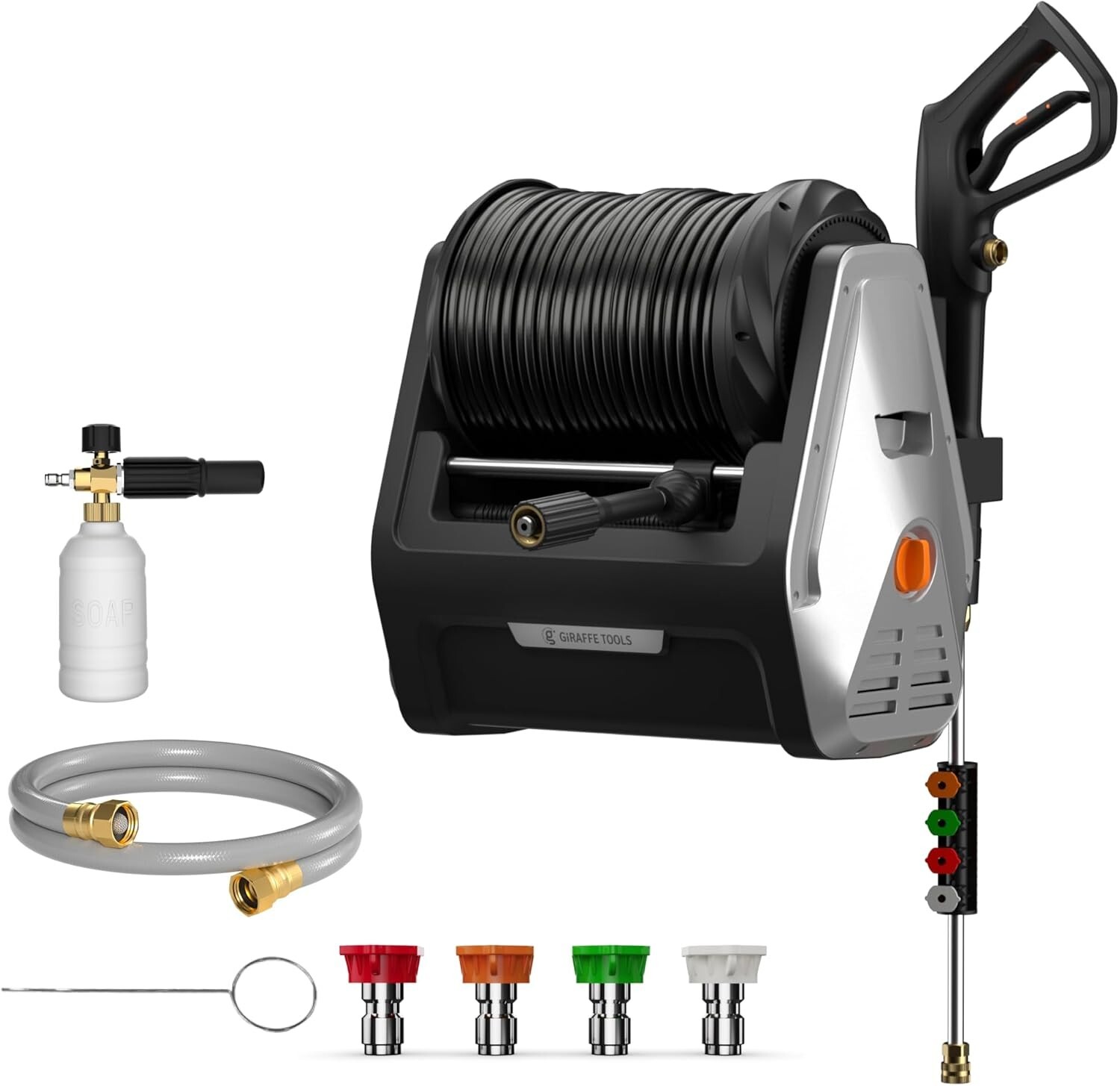 Giraffe Tools Max 2900 PSI Electric Pressure Washer with 100FT Retractable Hose