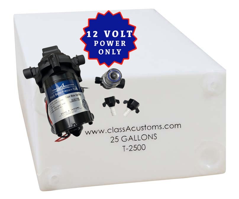 25 Gallon Fresh Water Holding Tank & 12 Volt Water PUMP ~~T-2500-CAC-WP-12V30