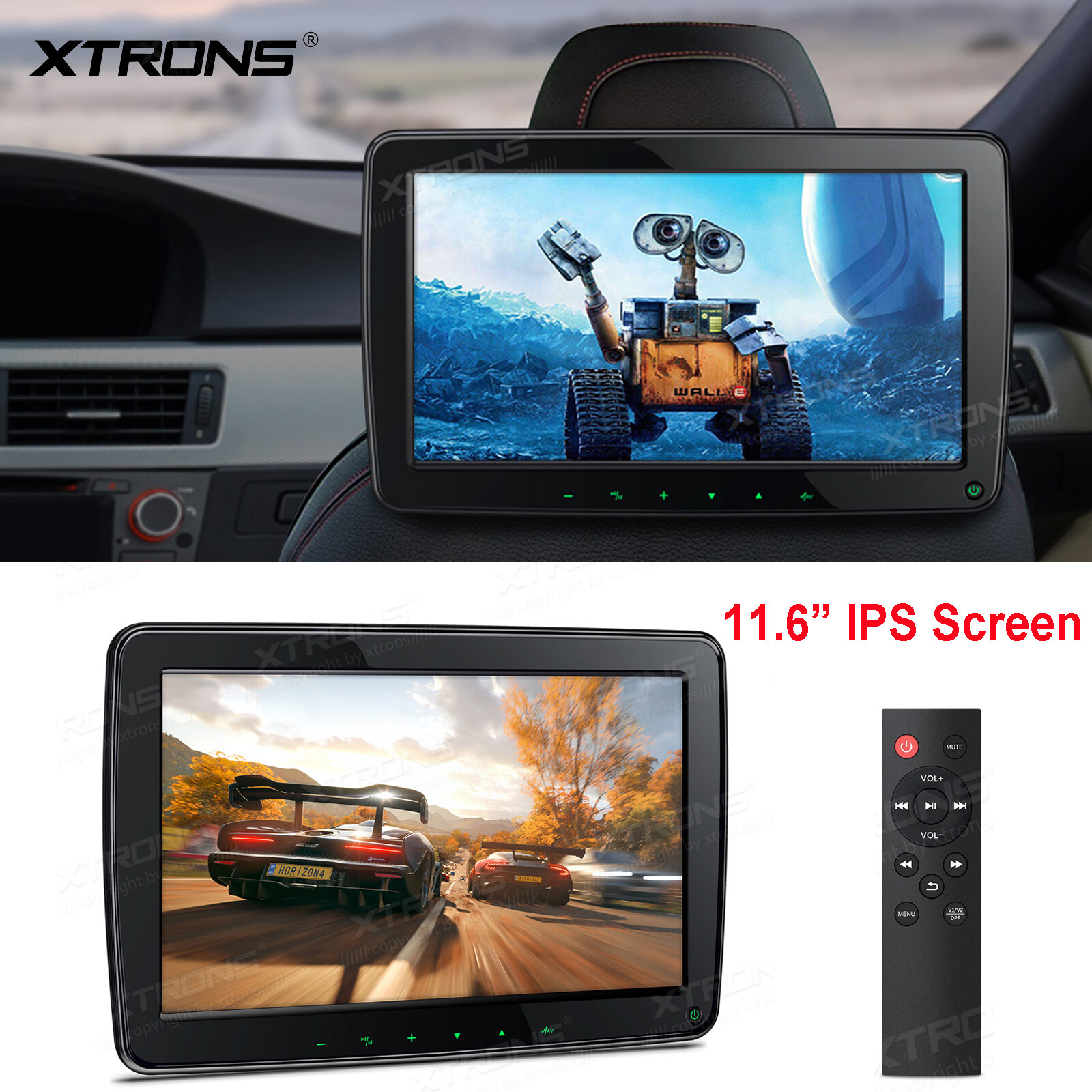 1PC 11.6" IPS Screen Car Headrest Monitor Multimedia Player HDMI USB 1366*768