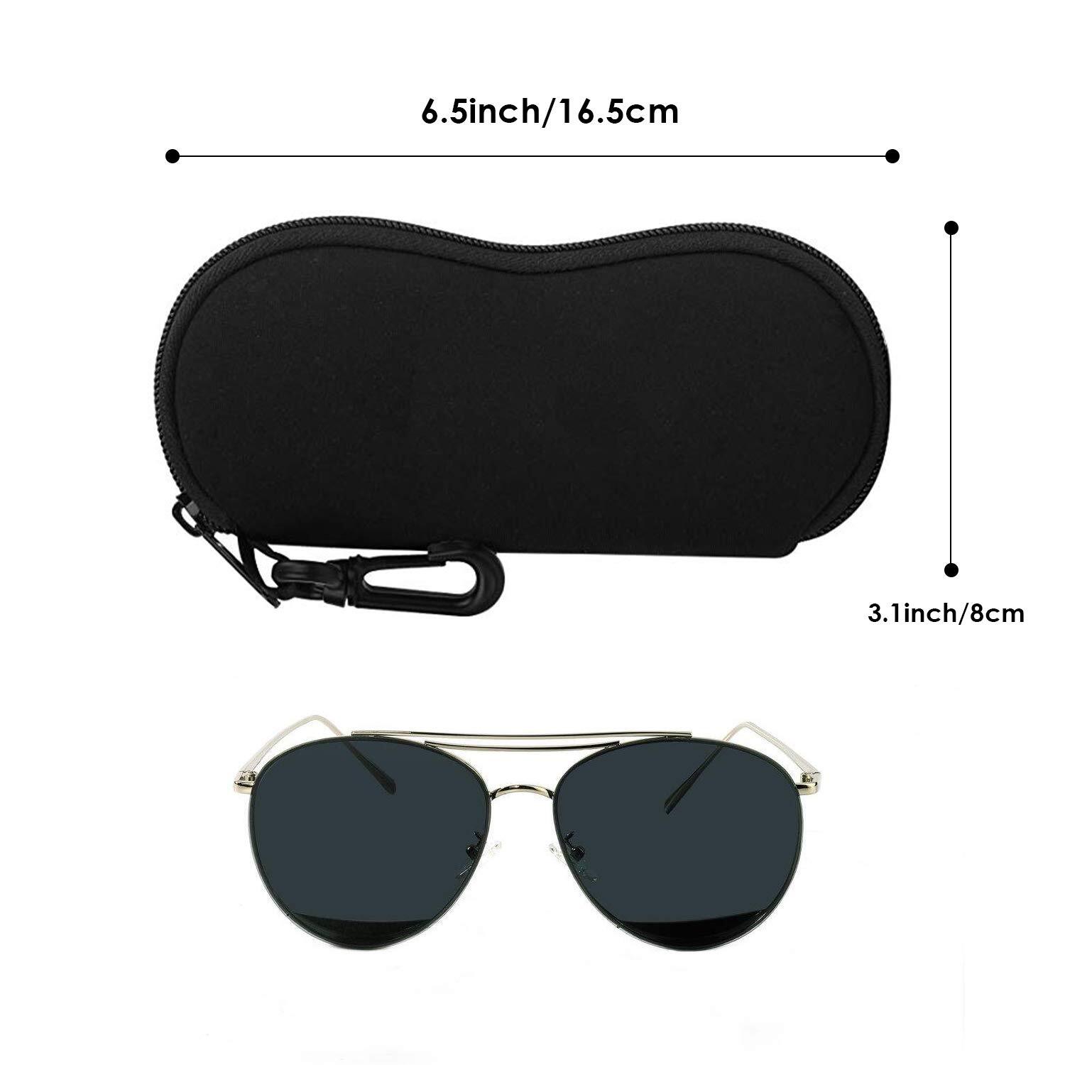 MoKo Eyeglass Soft Case, Zippered Neoprene Sunglasses Pouch w/Clip for Men Women