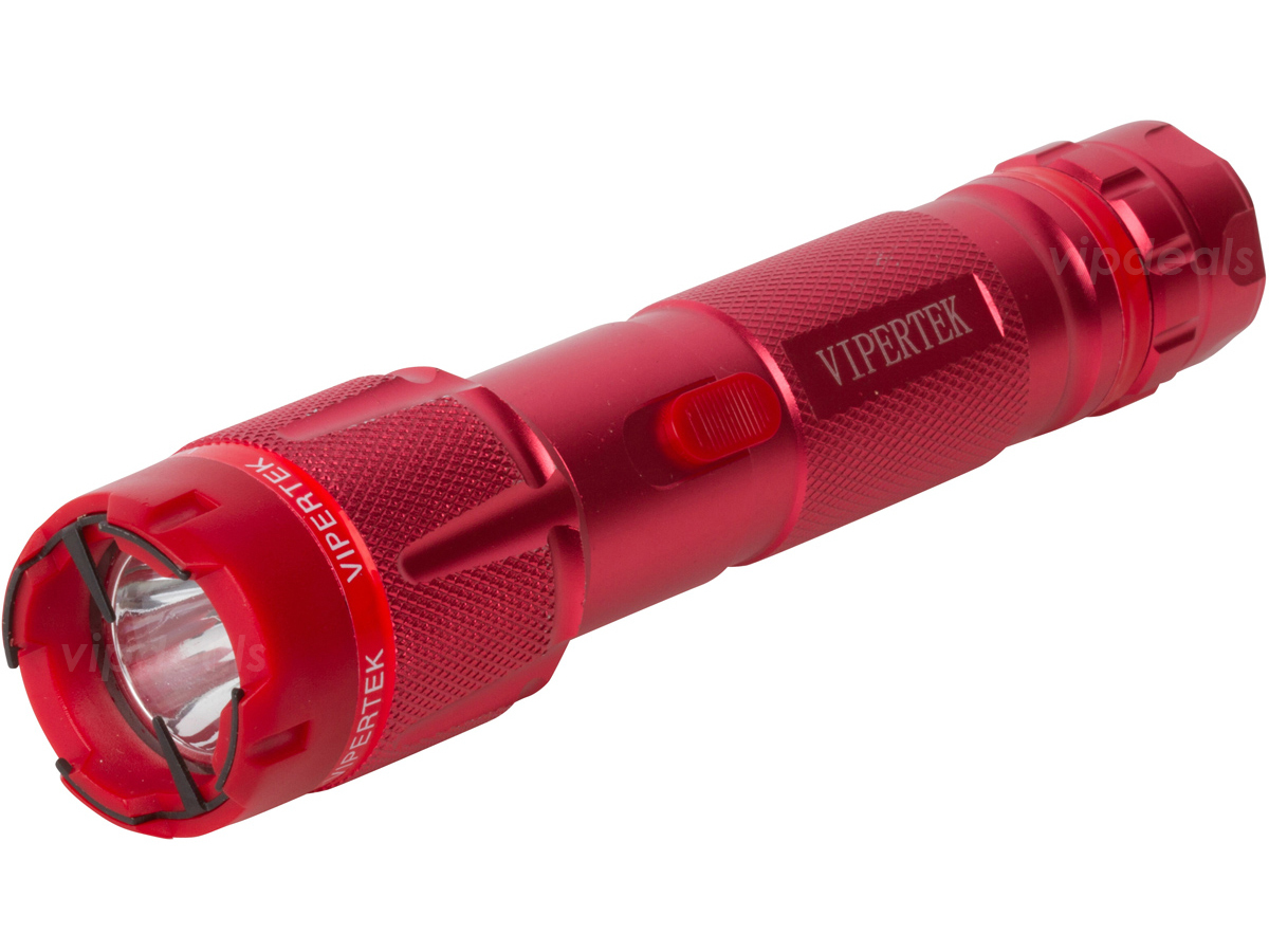 VIPERTEK Stun Gun VTS-T03 RED 500 BV Metal Rechargeable LED Flashlight