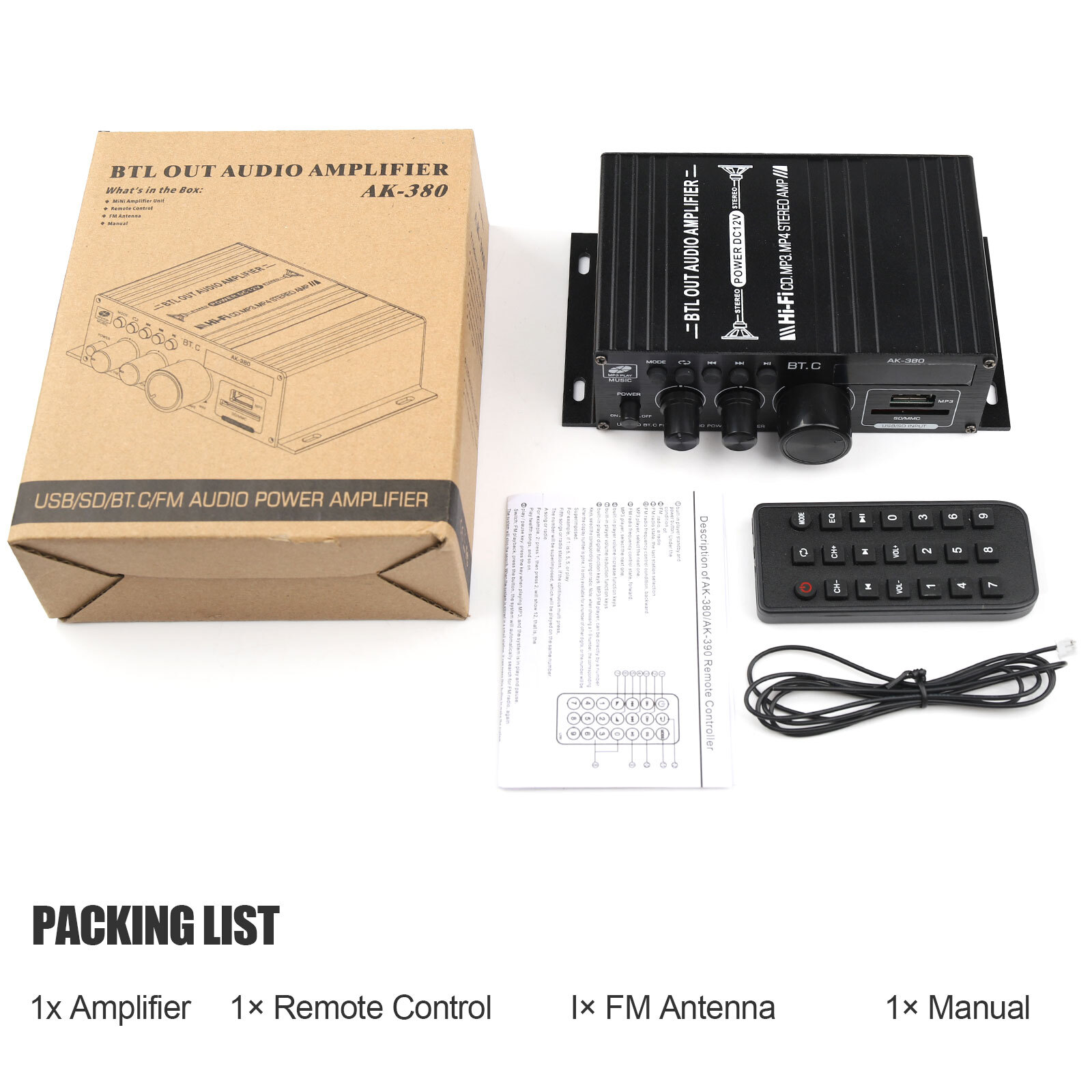 2 Channel 800W bluetooth Mini HIFI Power Amplifier Audio Stereo Amp Home Car FM