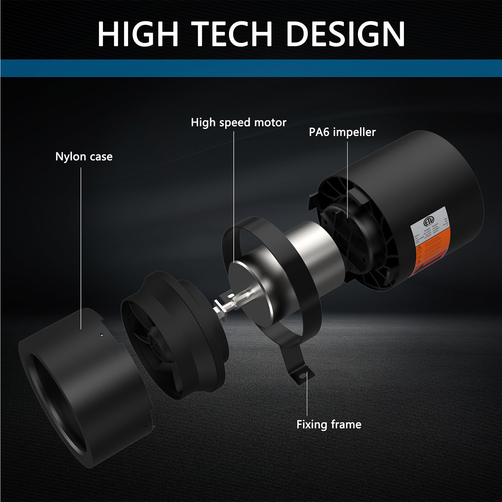 4/6/8/10/12 In Exhaust Fan Inline Duct Fan HVAC Blower Kit With Speed Controller