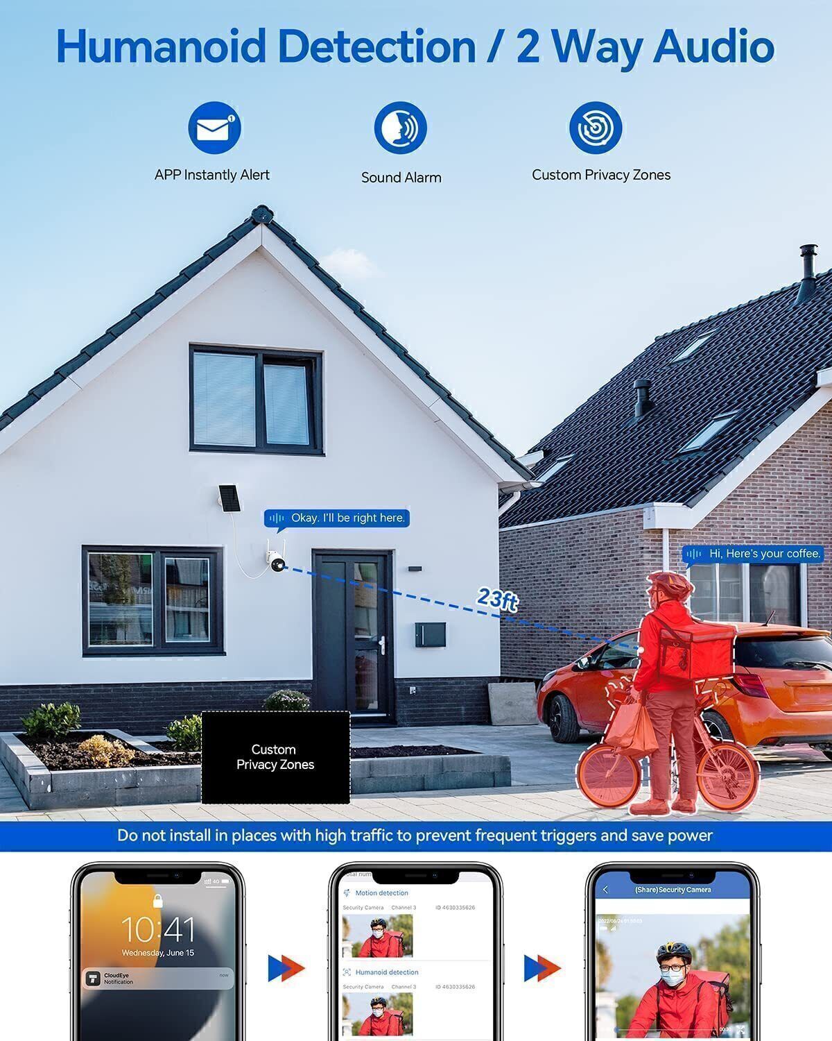 Solar Battery Powered Security Camera System Outdoor Wireless Wifi Home IP CCTV