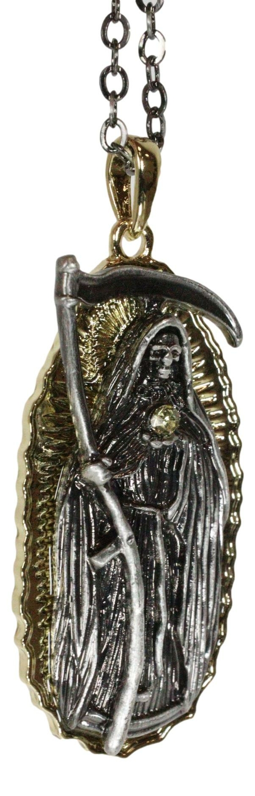 Day Of The Dead Santa Muerte Pewter Necklace Our Lady Of Holy Death Lead Free