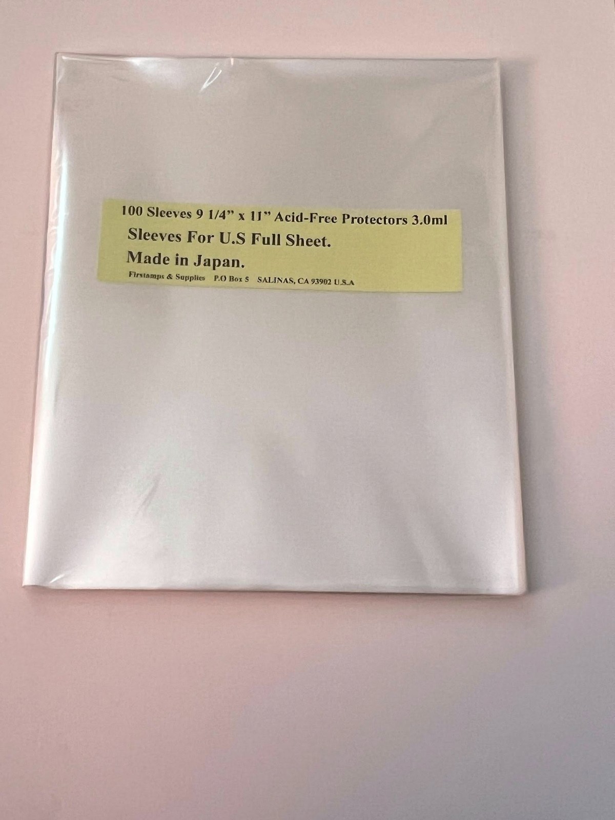 100 Sleeves 9 1/4" x 11" Acid-Free Protectors For Full Sheet Thickness= 3.0 Mil.