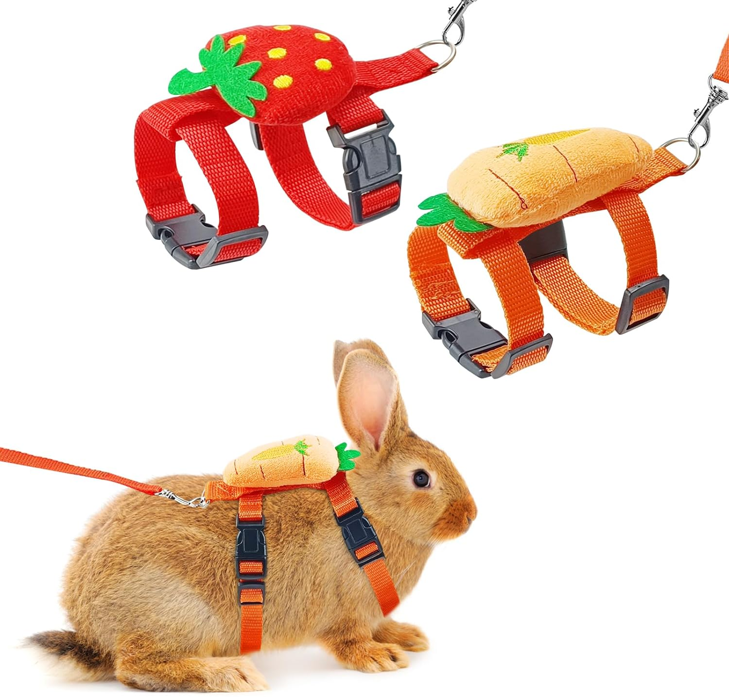 Bunny Harness and Leash for Rabbits,2 Pack Adjustable Bunny Harness,Cute Vest