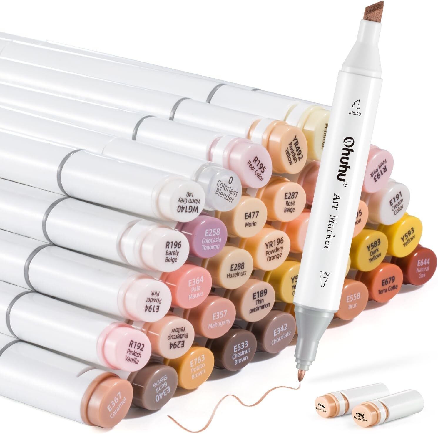Ohuhu 36 Unique Skin-Tone Colors Markers+1 Alcohol Marker Blender, Chisel & Fine