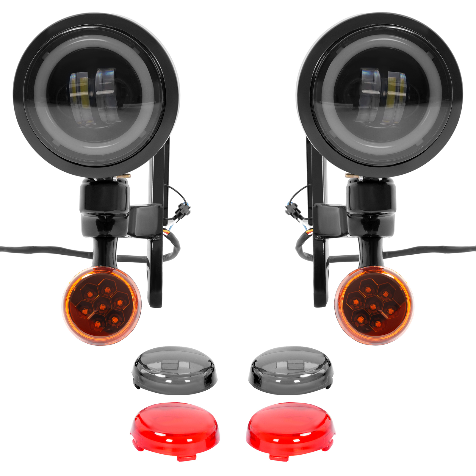 Fog Light Bracket Turn Signal LED For Harley Street Glide Road King 1994-Up