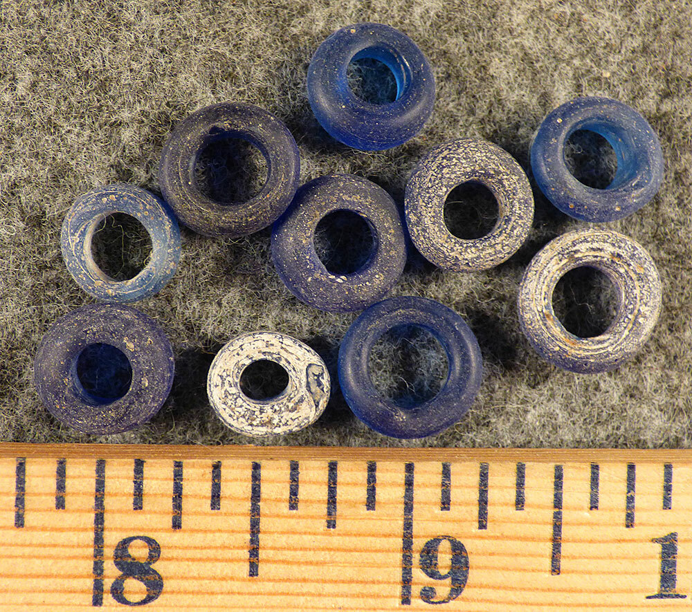 (10) Huron Indian Dutch Trade Beads Cobalt Blue Fur Trade Era 1700's