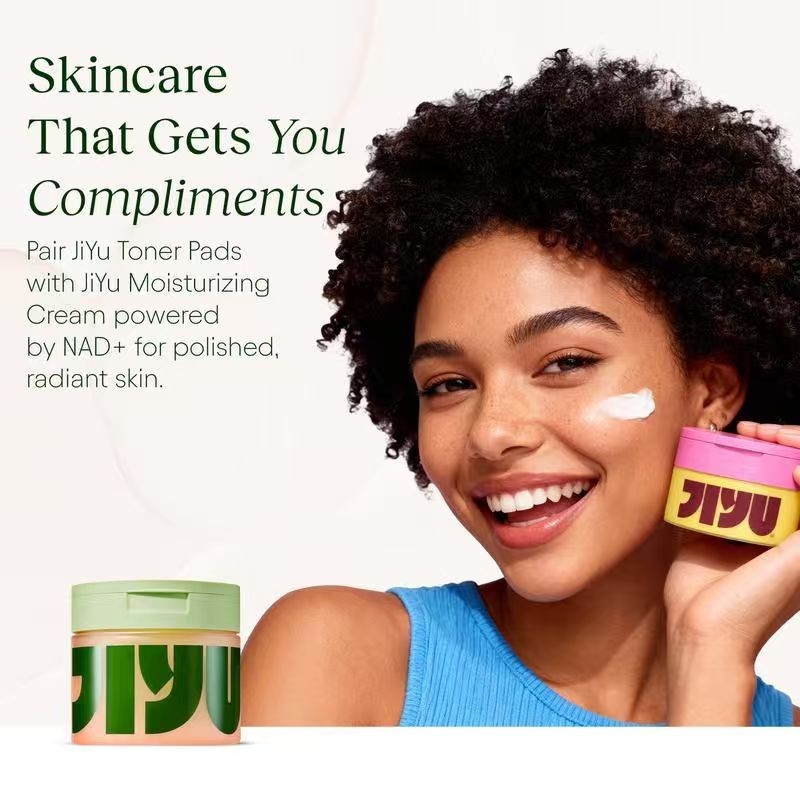 JiYu Korean Skincare Glow-Up Bundle - Toner Pads & NAD+Ant Aging Moisturizing Cr