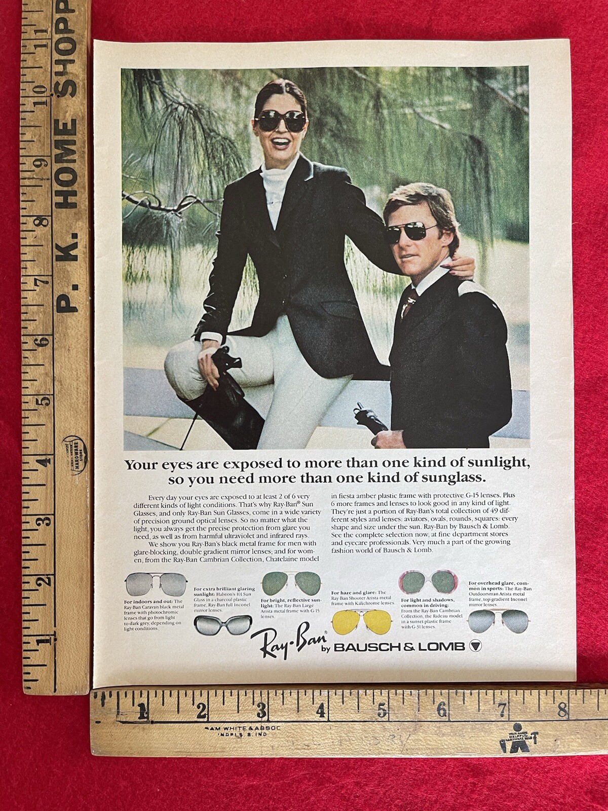 Vintage 1978 Ray Ban Sunglasses By Bausch & Lomb Print Ad