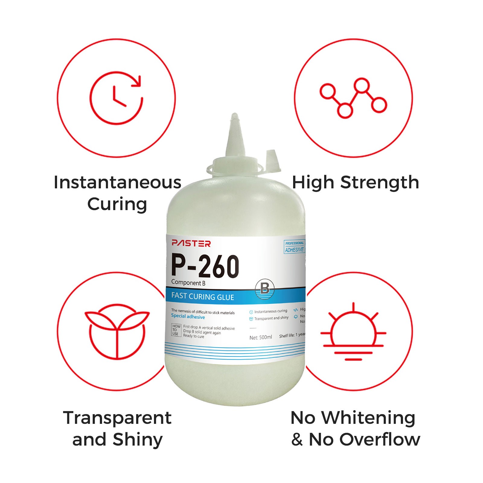 High Strength P-260A x10 + P-260B x10 FAST CURING GLUE for Channel Letter 500ml