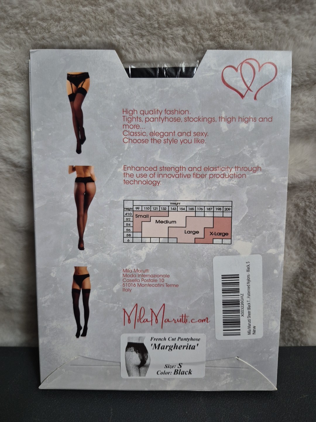 Mila Marutti French Cut Pantyhose Margherita Size Small Black