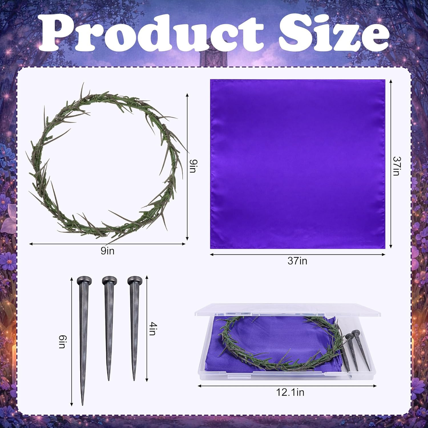 5 Pcs Easter Crown of Thorns Set, Jesus Crown Decor Set Includes Thorns Wreath F