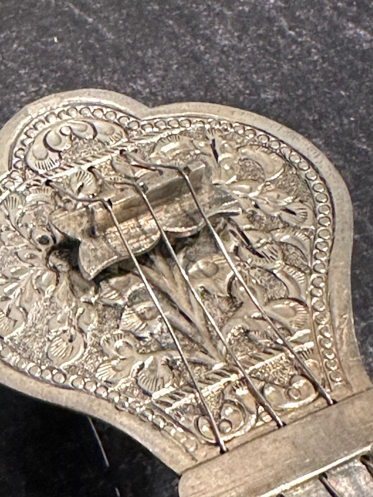 Antique Silver 700 Indian Spice Box /Container Shaped as a Sitar/Stamped