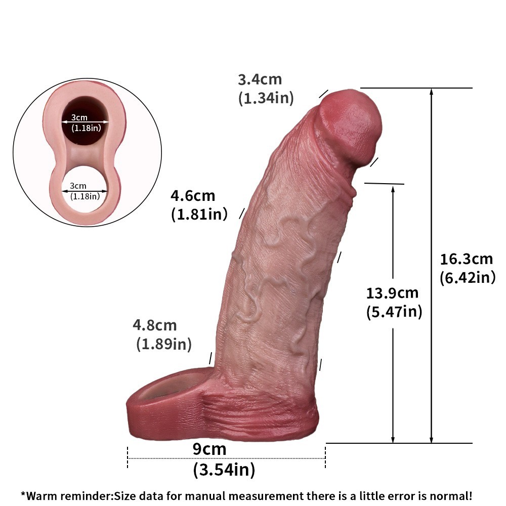 Realistic Penis Sleeve With Inner Thread Silicone Enlarge Sheath Male Condom USA