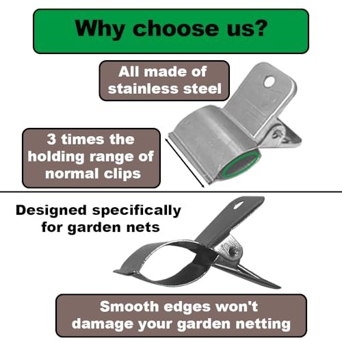 Stainless Steel Garden Clips, Extra Wide Strong Fixing Greenhouse Clips For