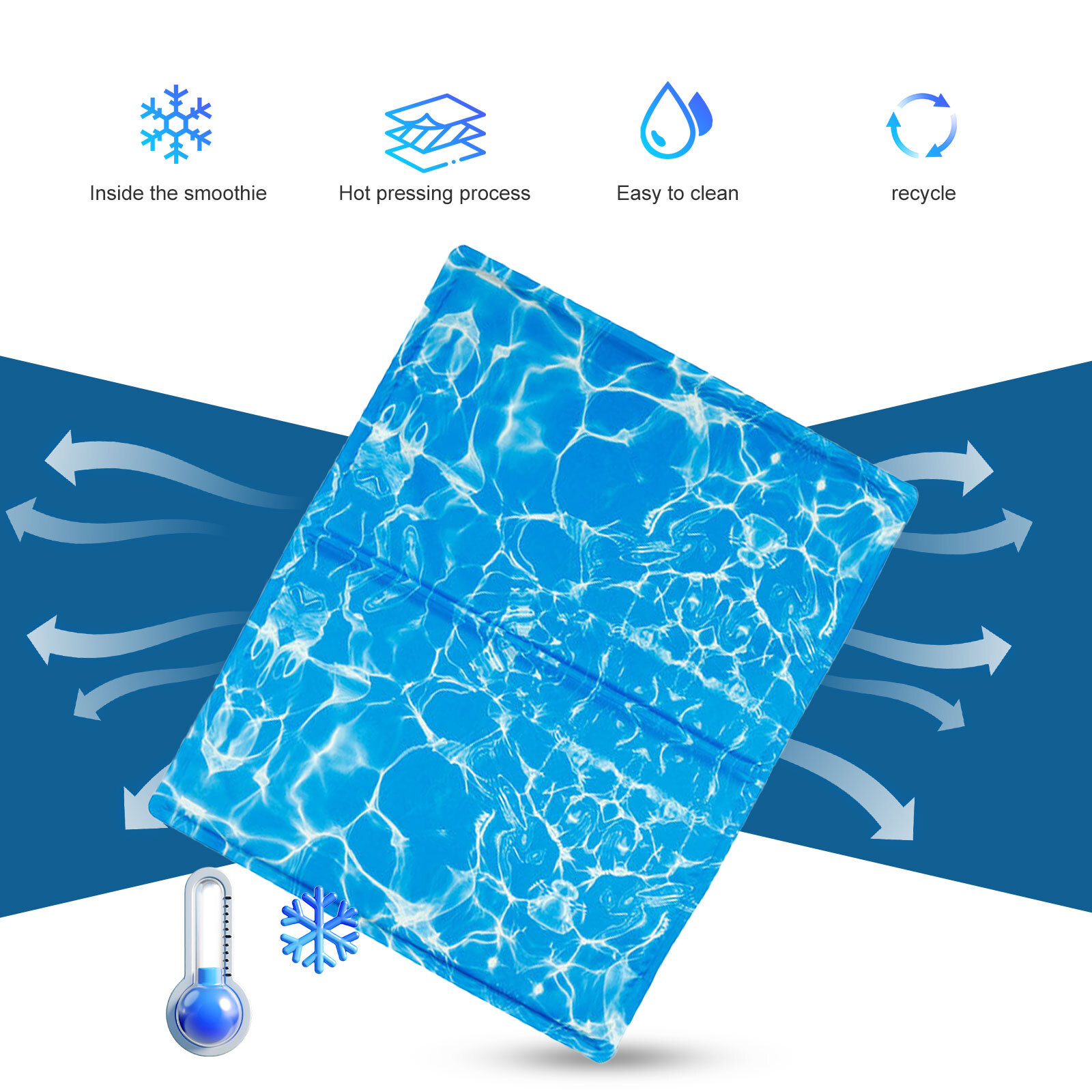 Pet Cooling Gel Mat Self Cooling Cushion Pad Summer Hot Weather Sleeping Bed Dog