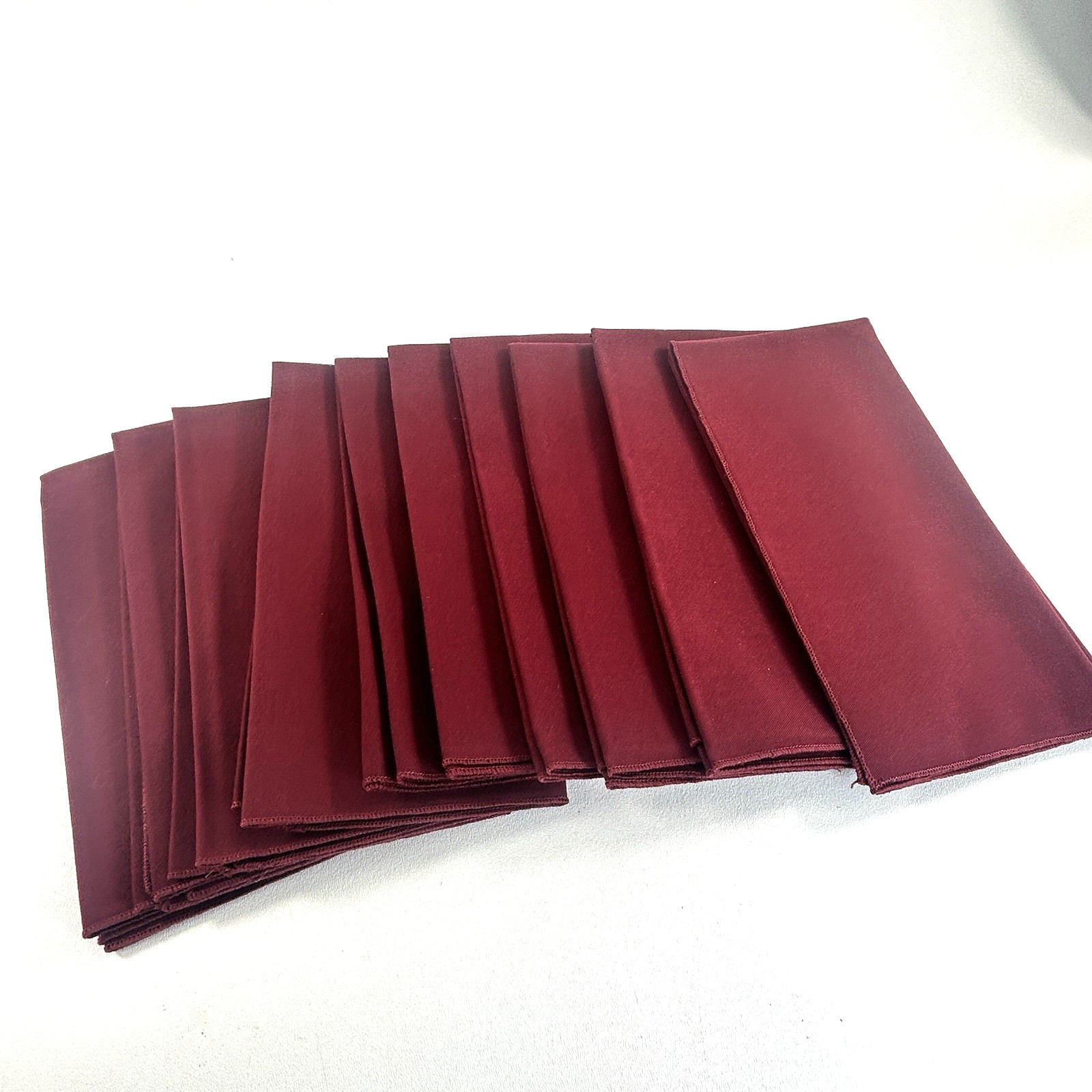 Set of 10 New Burgundy Cloth Napkins 20"x20" Solid Color Cotton Blend Dark Red