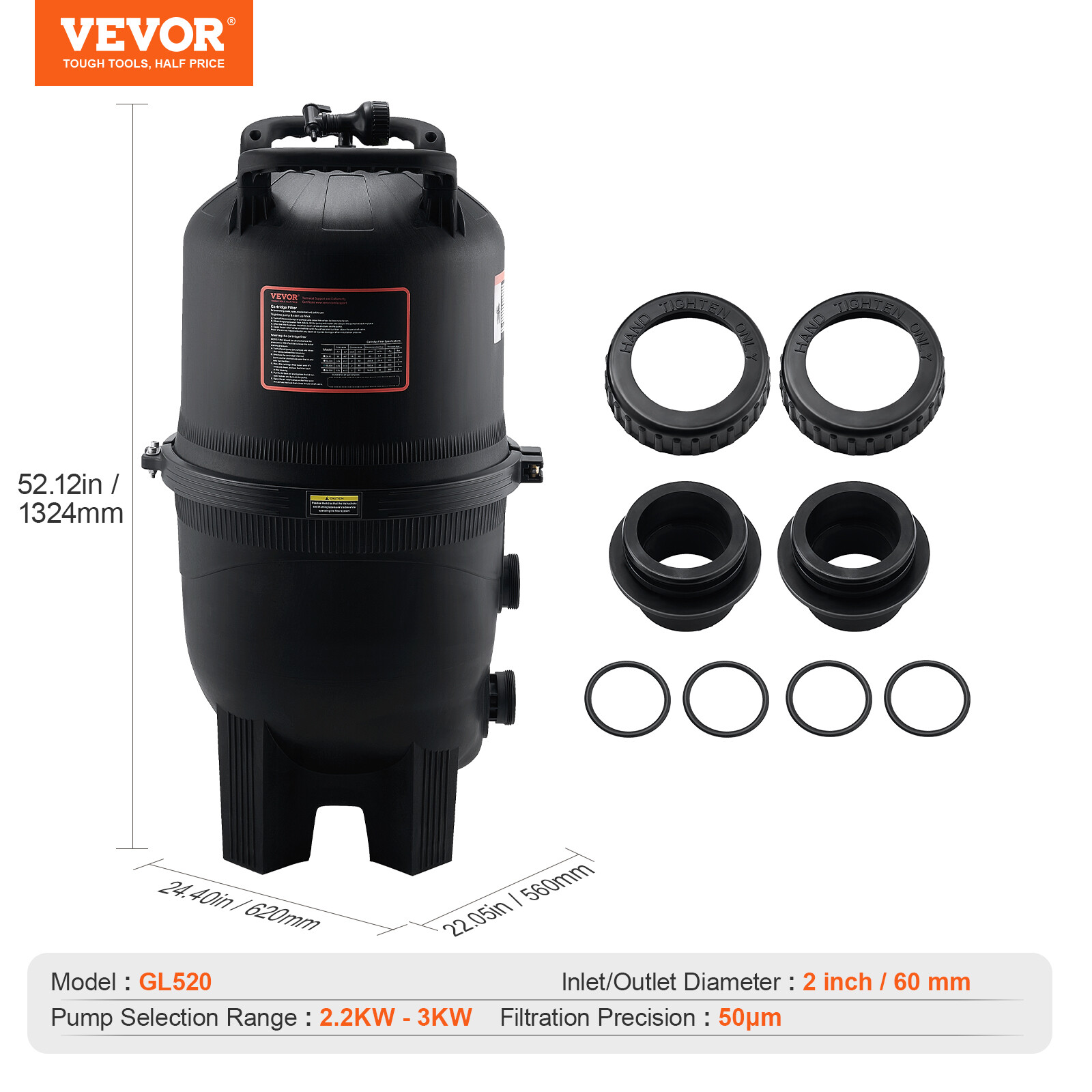 VEVOR Pool Cartridge Filter In/Above Ground Swimming Pool Filtration 525Sq.Ft