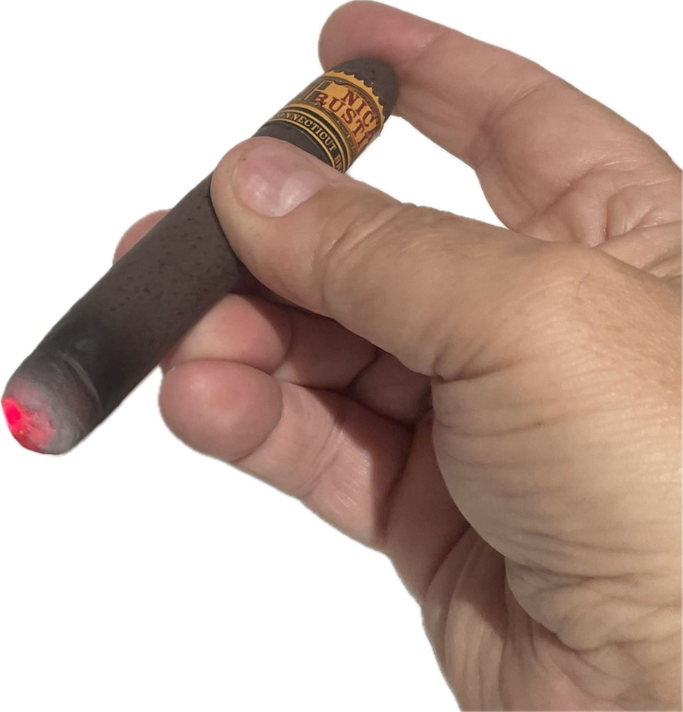 LIGHT UP RUBBER CIGAR + Real Band Fake Red Ash D Joke Prank Magic Trick LED Prop