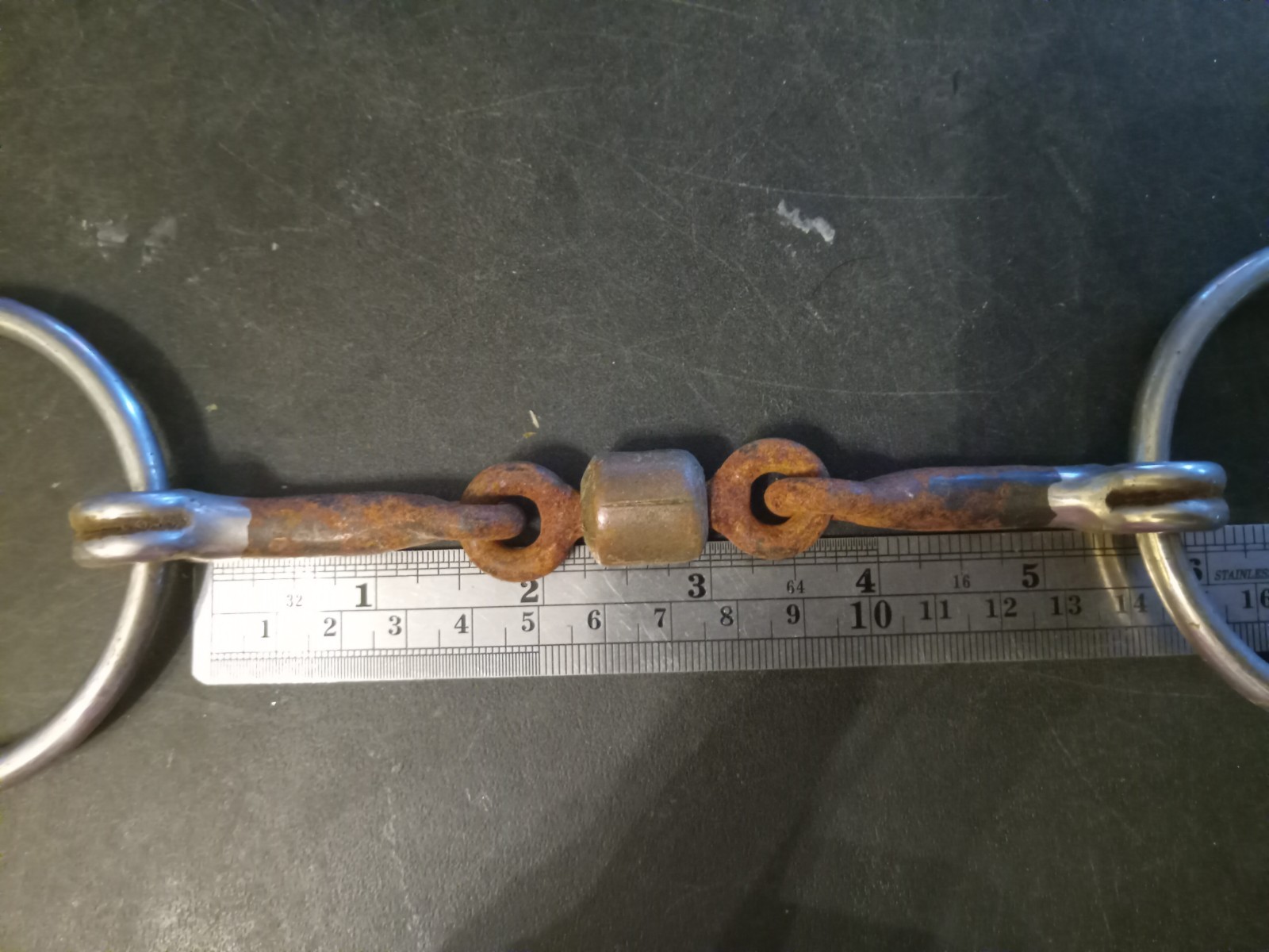 Loose ring snaffle bit sweet iron mouth 5 1/4 in dog bone copper roller