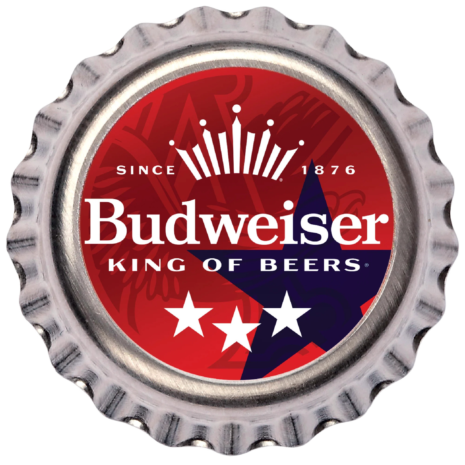 Budweiser Silver Bottle Cap Six Pack with Box - Patriotic