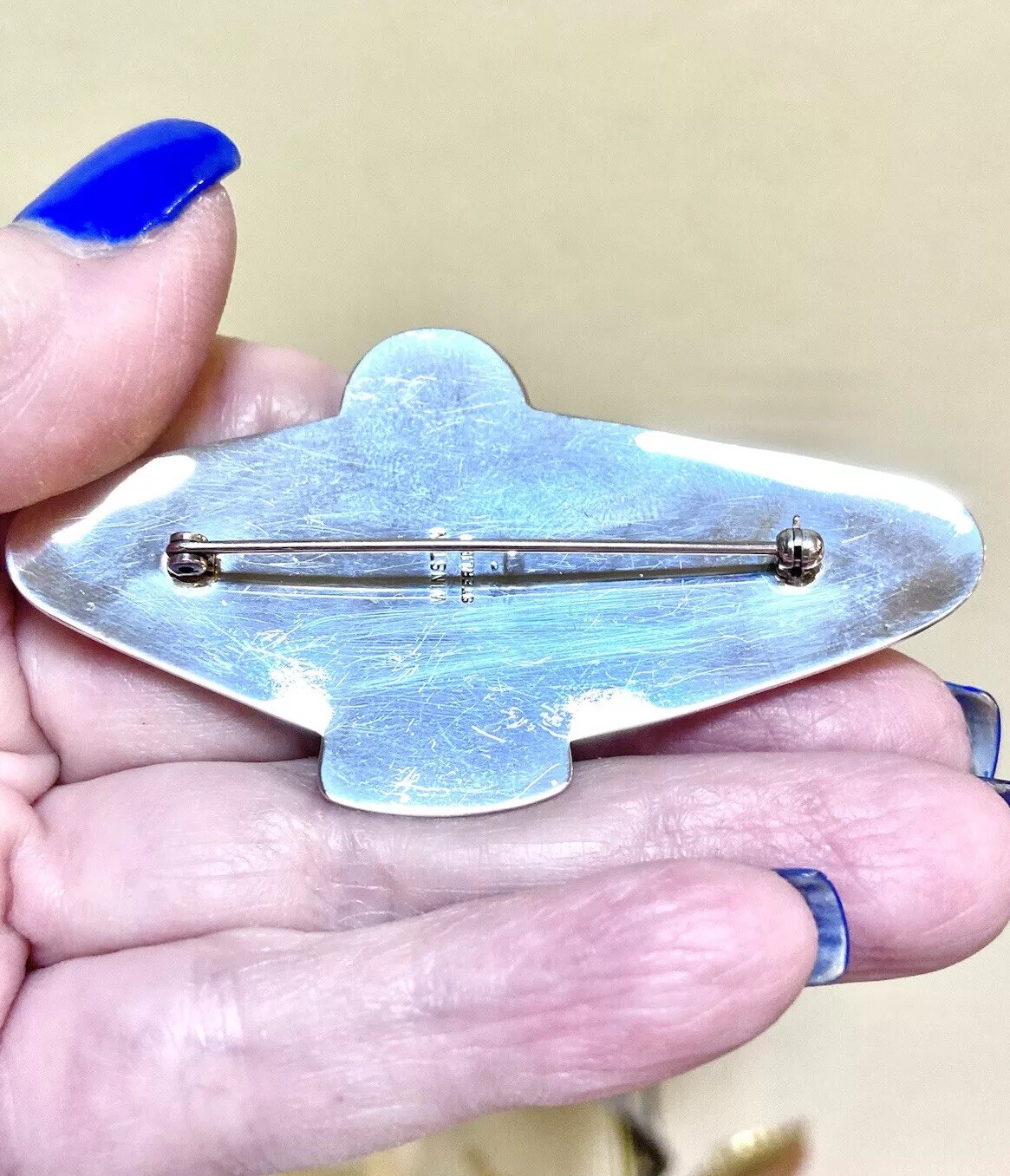 LOVELY Designer Signed Sterling Silver Lapis, Pink Druzy, Moonstone Angel Brooch