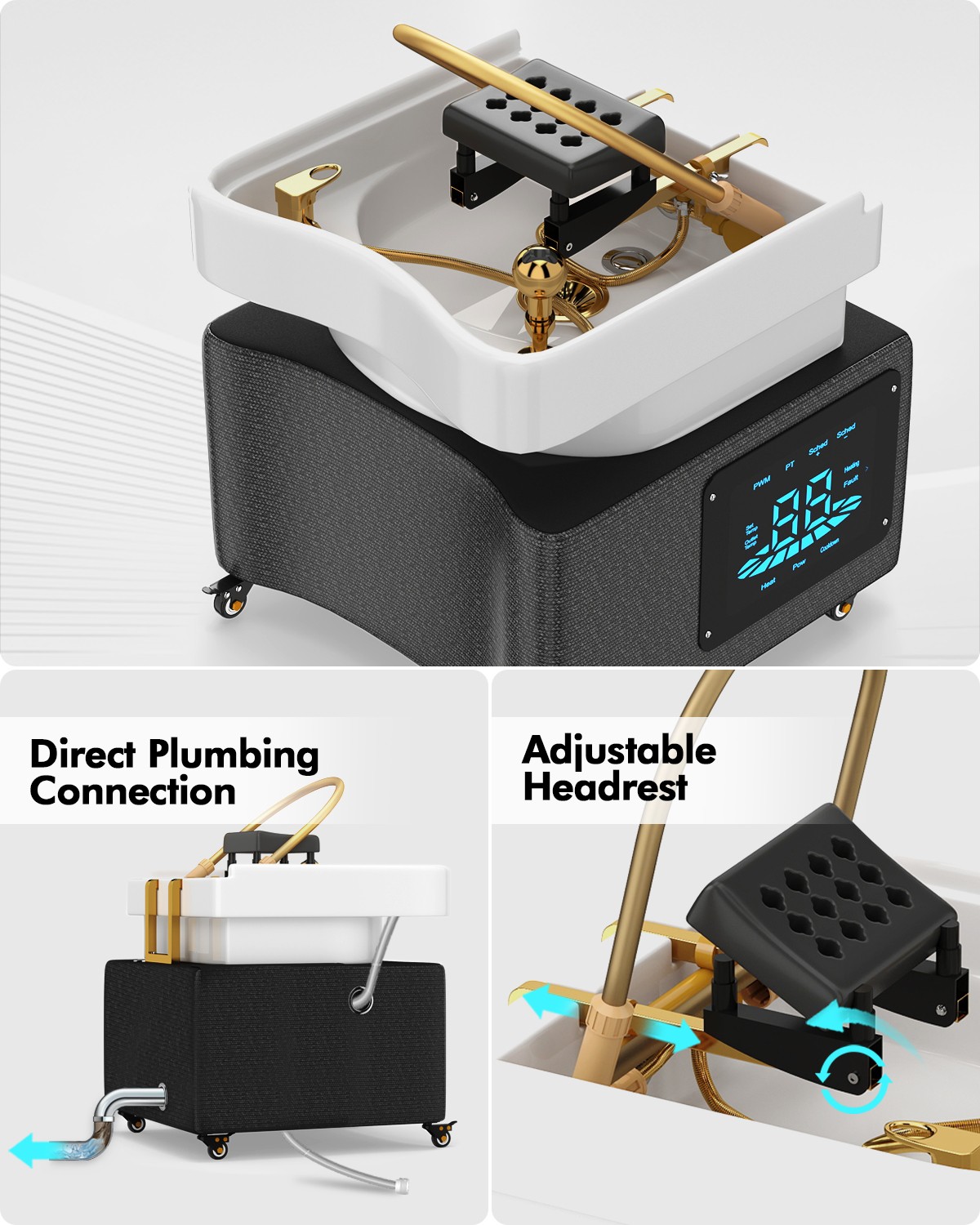 Waterfall Head Spa Therapy Shampoo Bowl Water Circulation,Scalp Care Equipment