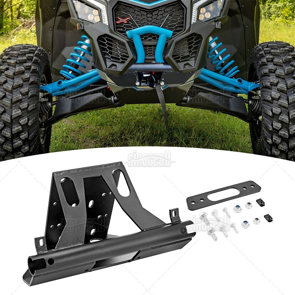 UTV Steel Front Bumper Winch Mount Plate For Can-Am Maverick X3 Max RR Turbo 17+